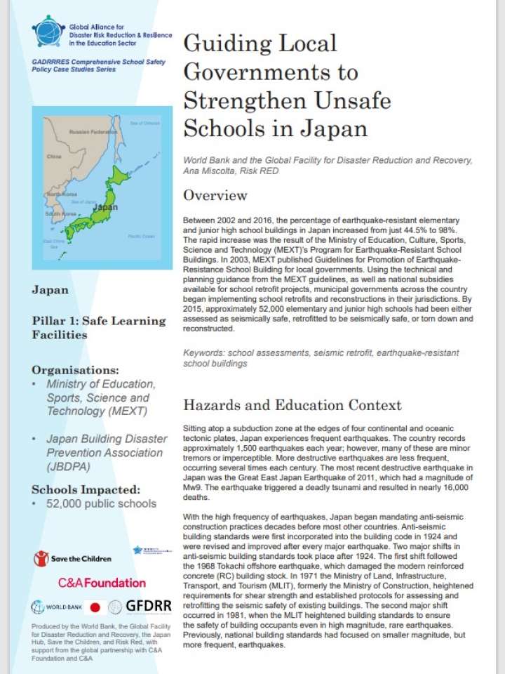 Guiding Local Governments to Strengthen Unsafe Schools in Japan