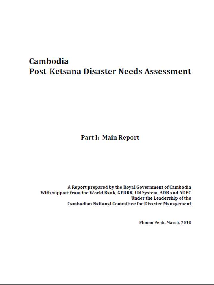 Typhoon Ketsana 2009 Cambodia Post-Ketsana Disaster Needs Assessment Part I Main Report