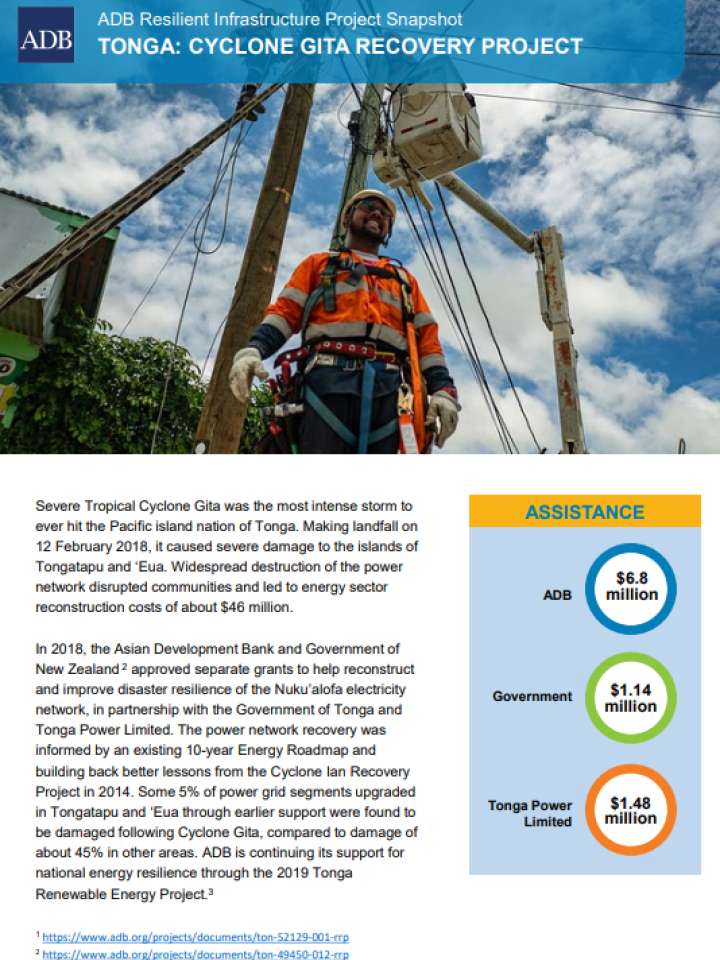 ADB Resilient Infrastructure Project Snapshot Tonga Cyclone Gita Recovery Project
