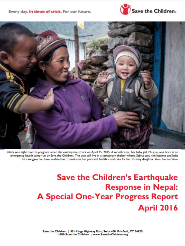 Save the Children’s Earthquake Response in Nepal: A Special One-Year Progress Report
