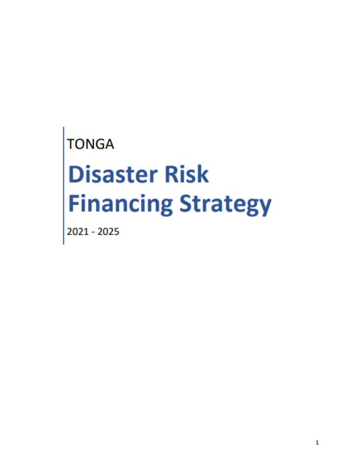 TONGA Disaster Risk Financing Strategy 2021 - 2025