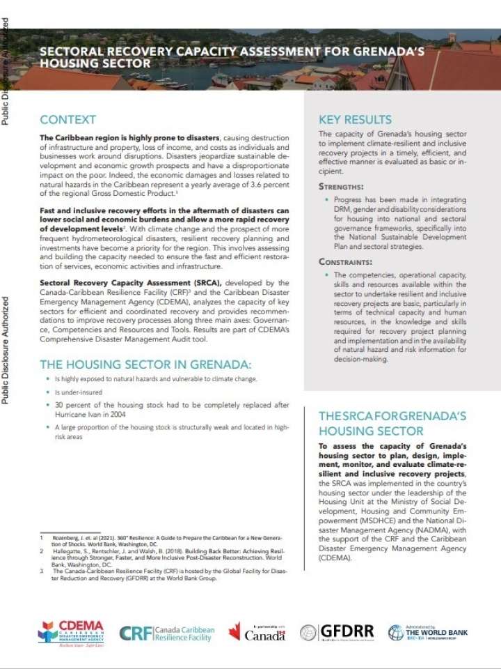Sectoral Recovery Capacity Assessment for Grenada’s Housing Sector