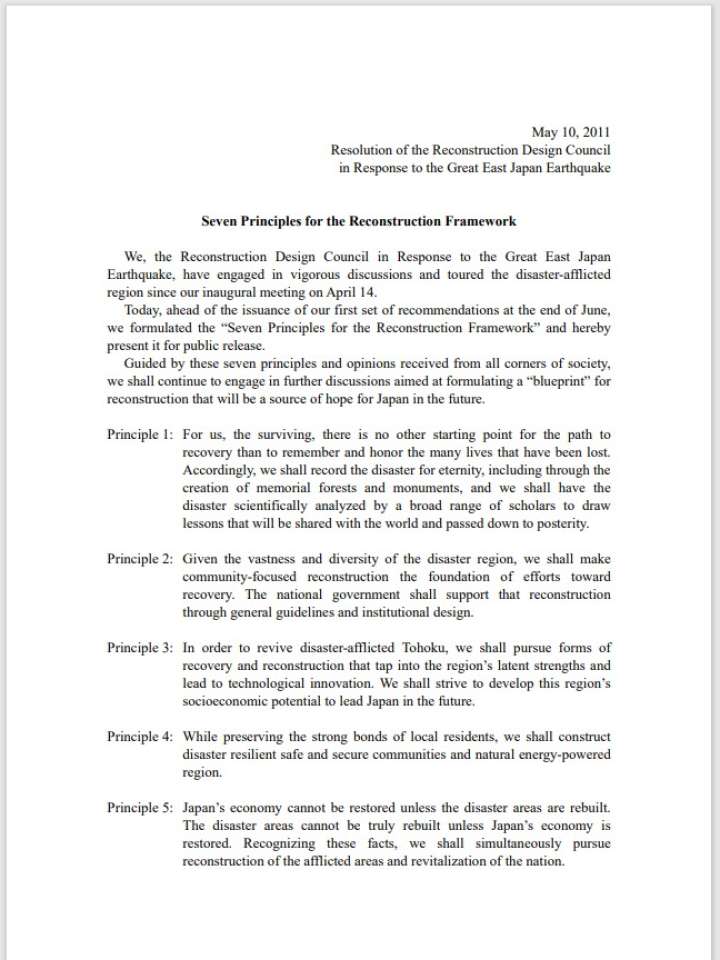 Seven Principles for the Reconstruction Framework