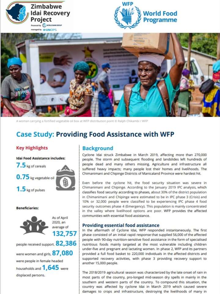 Zimbabwe Idai Recovery Project: Case Study Providing Food Assistance with WFP