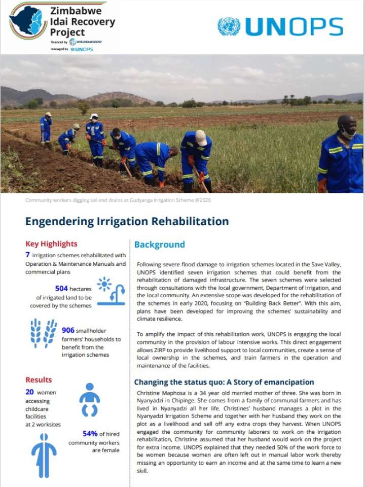 Zimbabwe Idai Recovery Project: Engendering Irrigation Rehabilitation 