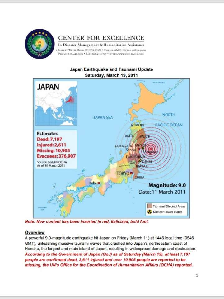 Japan Earthquake and Tsunami Update - Saturday, March 19, 2011