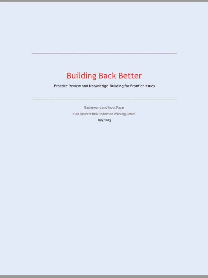 Building Back Better - Practice review and knowledge-building for frontier Issues