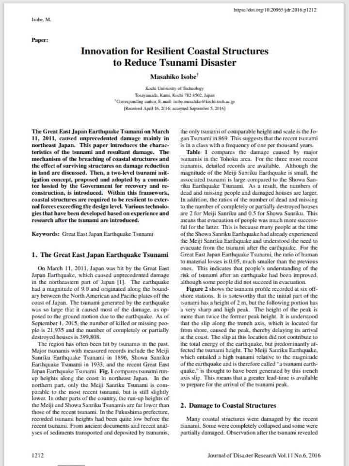 Innovation for Resilient Coastal Structures to Reduce Tsunami Disaster