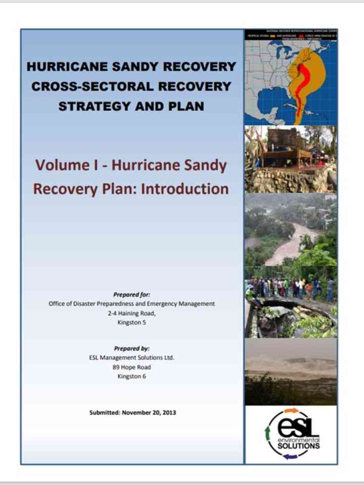 Hurricane Sandy recovery Cross-sectoral Recovery Strategy and Plan