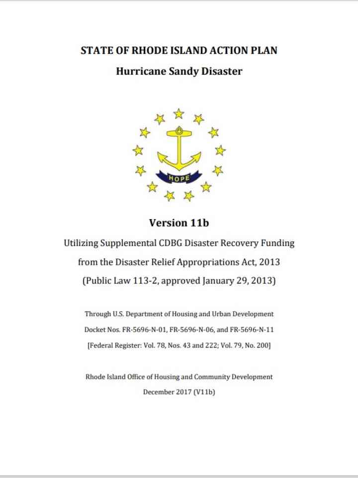 State of Rhode Island Action Plan: Hurricane Sandy Disaster