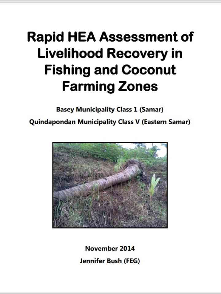 Rapid HEA Assessment of Livelihood Recovery in Fishing and Coconut Farming Zones