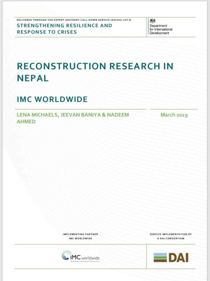 Reconstruction research in Nepal - March 2019