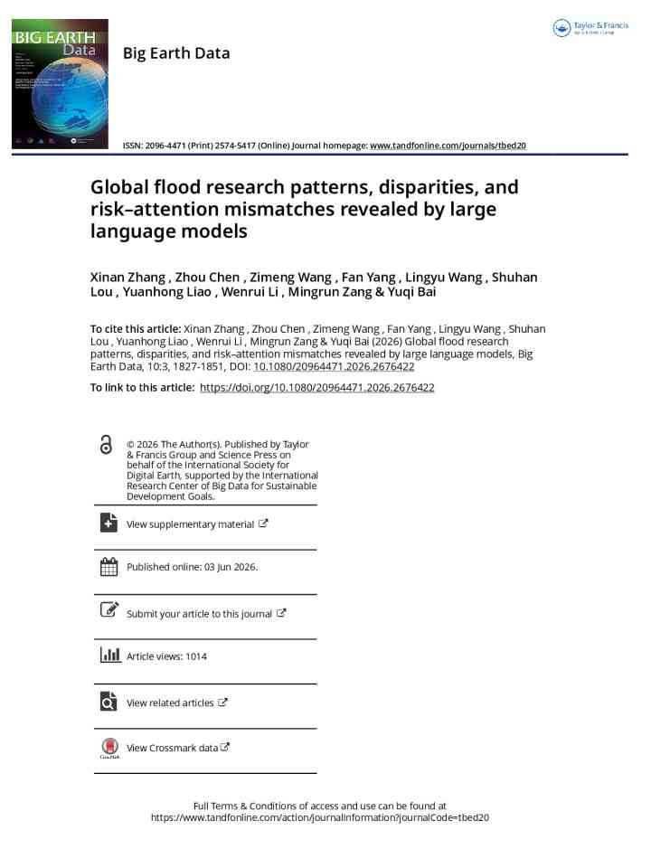 Global flood research patterns, disparities, and risk–attention mismatches revealed by large language models thumbnail