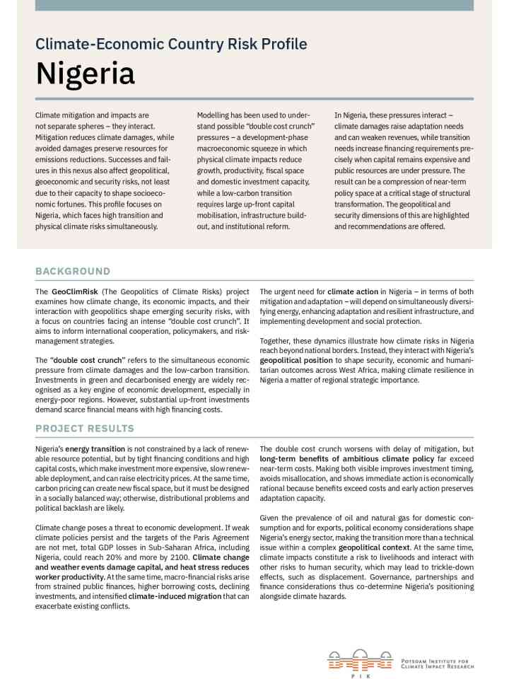 Climate-economic country risk profile: Nigeria thumbnail