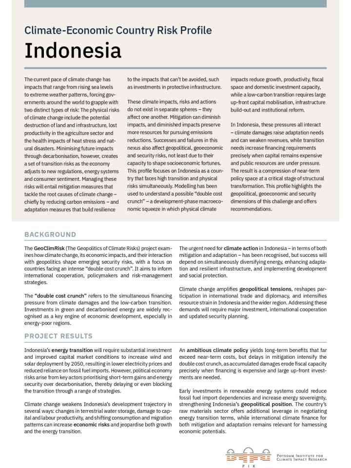 Climate-economic country risk profile: Indonesia thumbnail