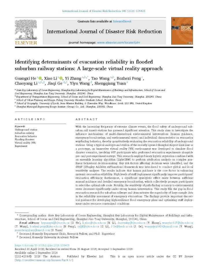 Identifying determinants of evacuation reliability in flooded suburban railway stations: A large-scale virtual reality approach thumbnail