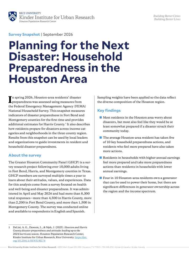 Planning for the NextDisaster: HouseholdPreparedness in theHouston Area thumbnail