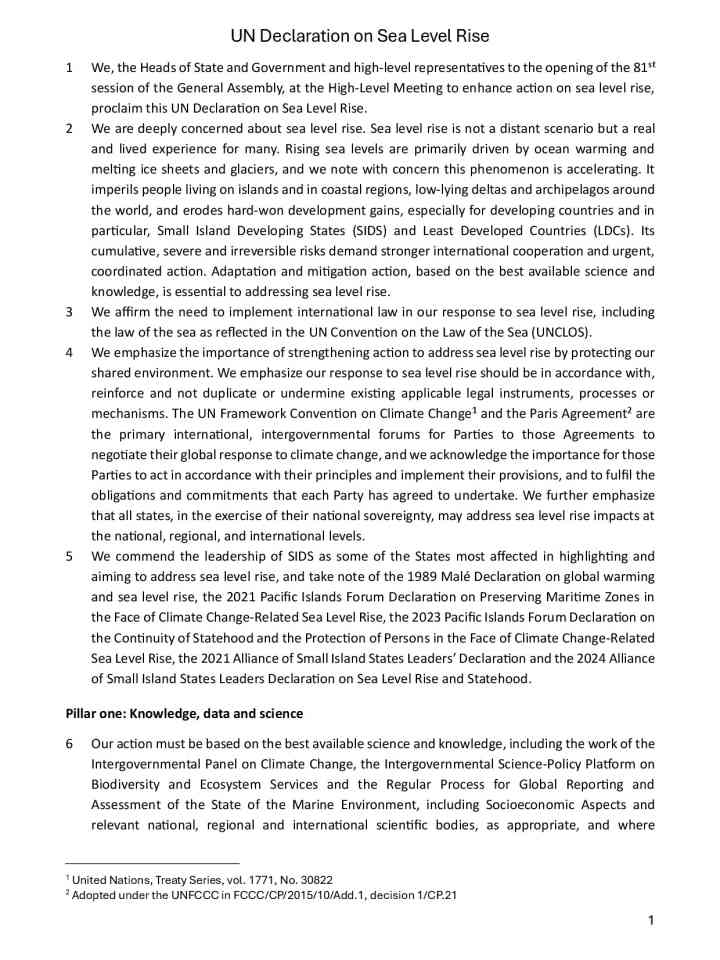 UN declaration on sea level rise  thumbnail
