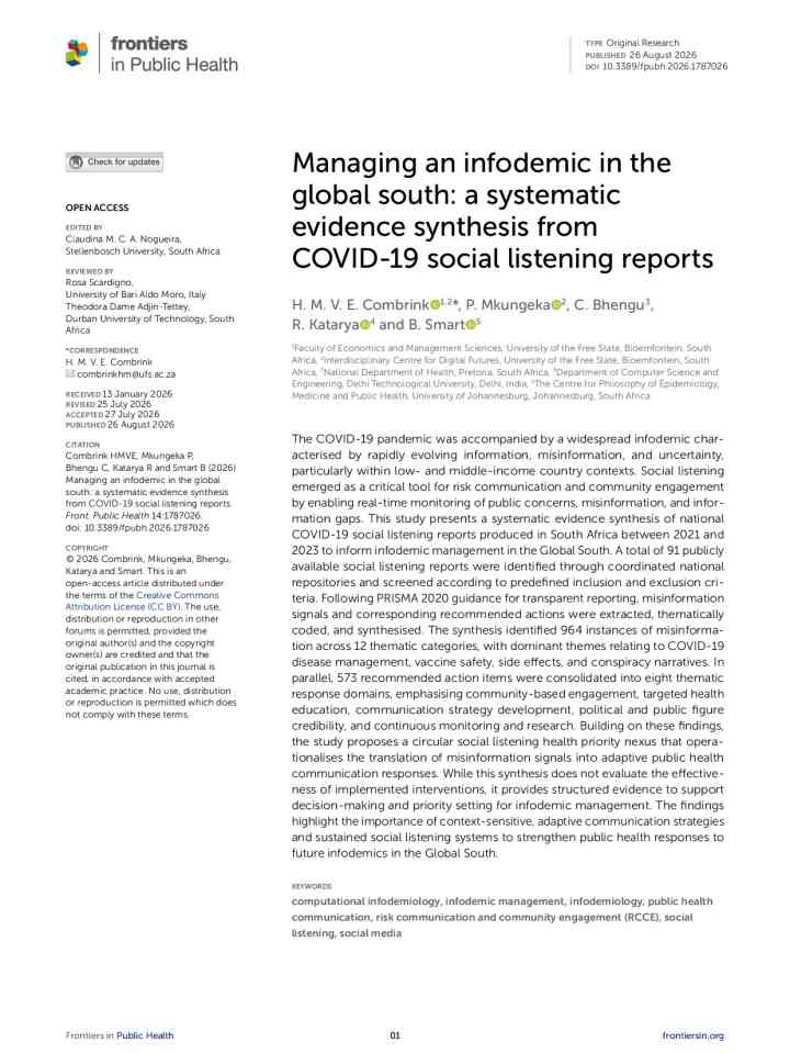 Managing an infodemic in the global south: a systematic evidence synthesis from COVID-19 social listening reports thumbnail