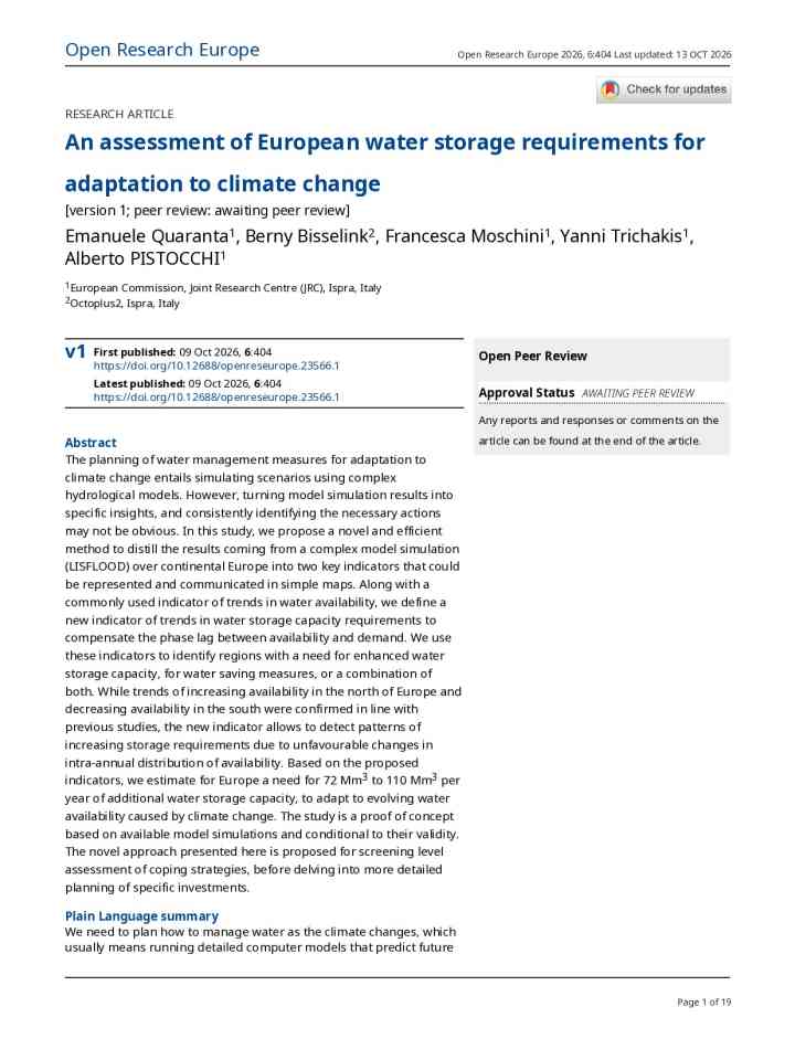 An assessment of European water storage requirements for adaptation to climate change thumbnail