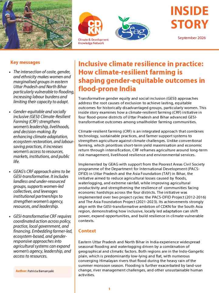 Inclusive climate resilience in practice: How climate-resilient farming is shaping gender-equitable outcomes in flood-prone India thumbnail