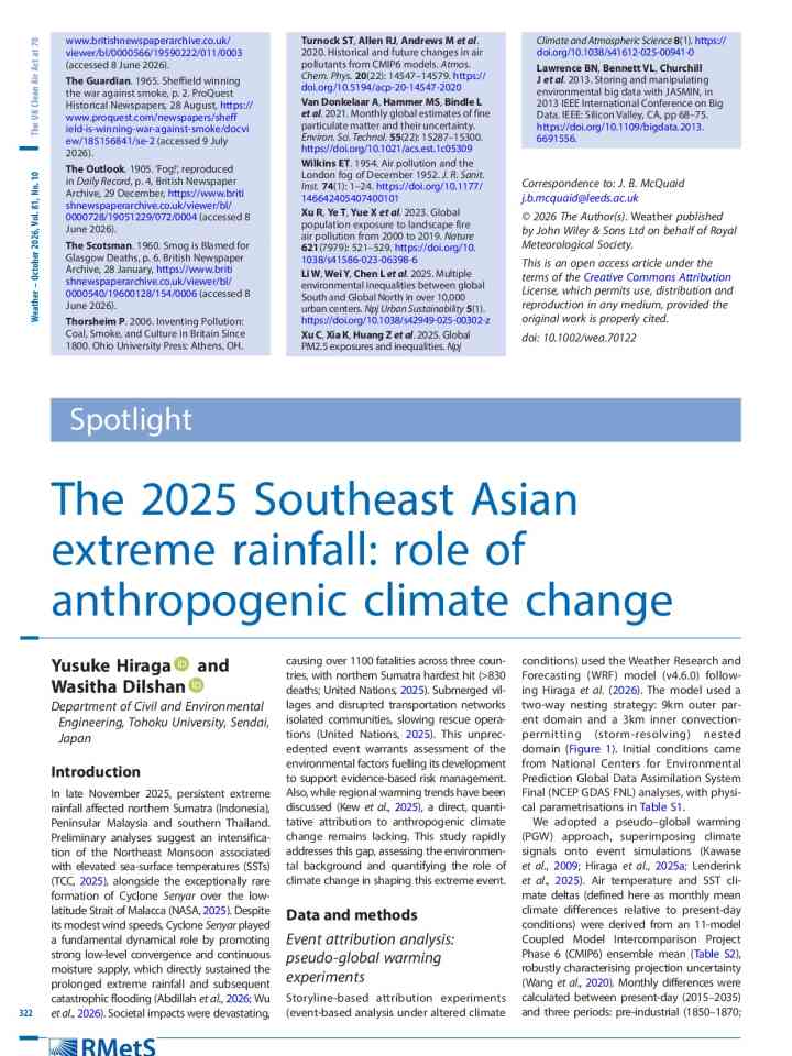The 2025 Southeast Asian extreme rainfall: role of anthropogenic climate change thumbnail