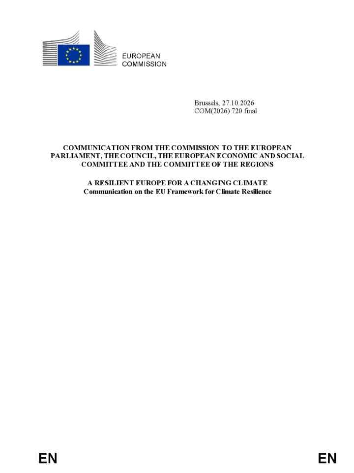 A resilient Europe for a changing climate: Communication on the EU framework for climate resilience thumbnail