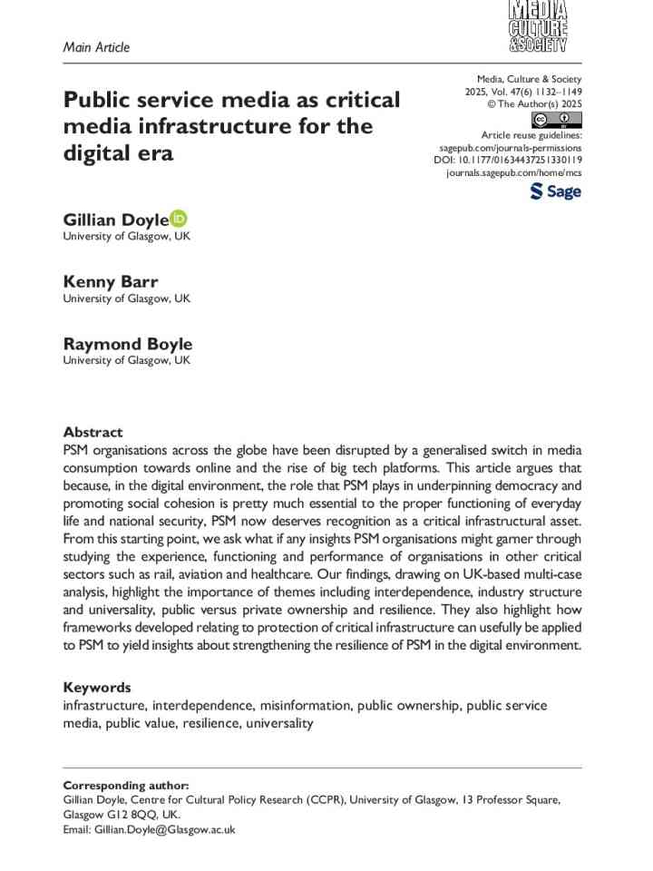 Public service media as critical  media infrastructure for the  digital era thumbnail