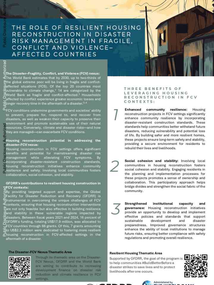 The role of resilient housing reconstruction in Disaster Risk Management in fragile, conflict, and violence-affected countries thumbnail