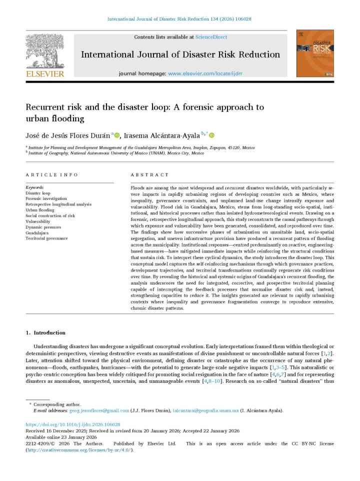 Recurrent risk and the disaster loop: A forensic approach to urban flooding thumbnail