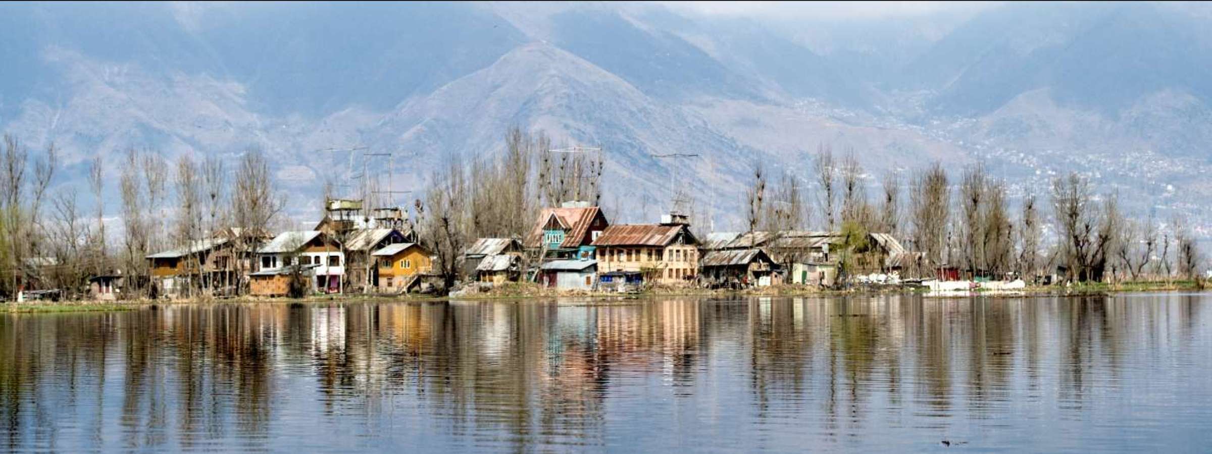 Village on a lake